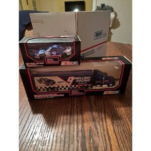 Vintage Racing Champion Bill Elliott Melling Nascar Die Cast Car and Semi Truck